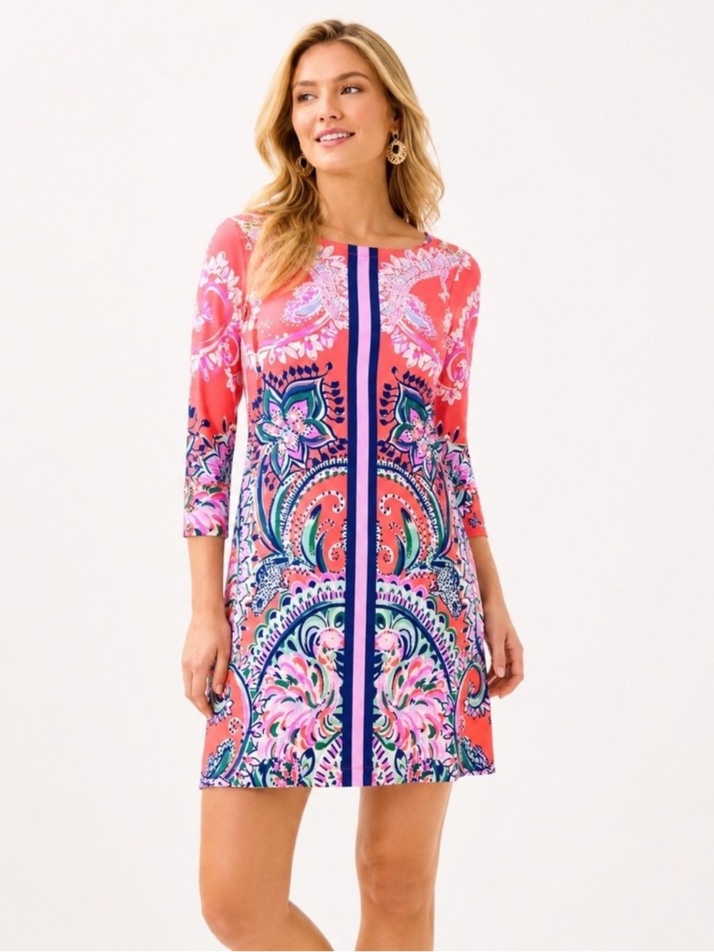 Lilly Pulitzer 3/4 Sleeve Sophie Dres, Size Large, Tangerine Dream, NWOT